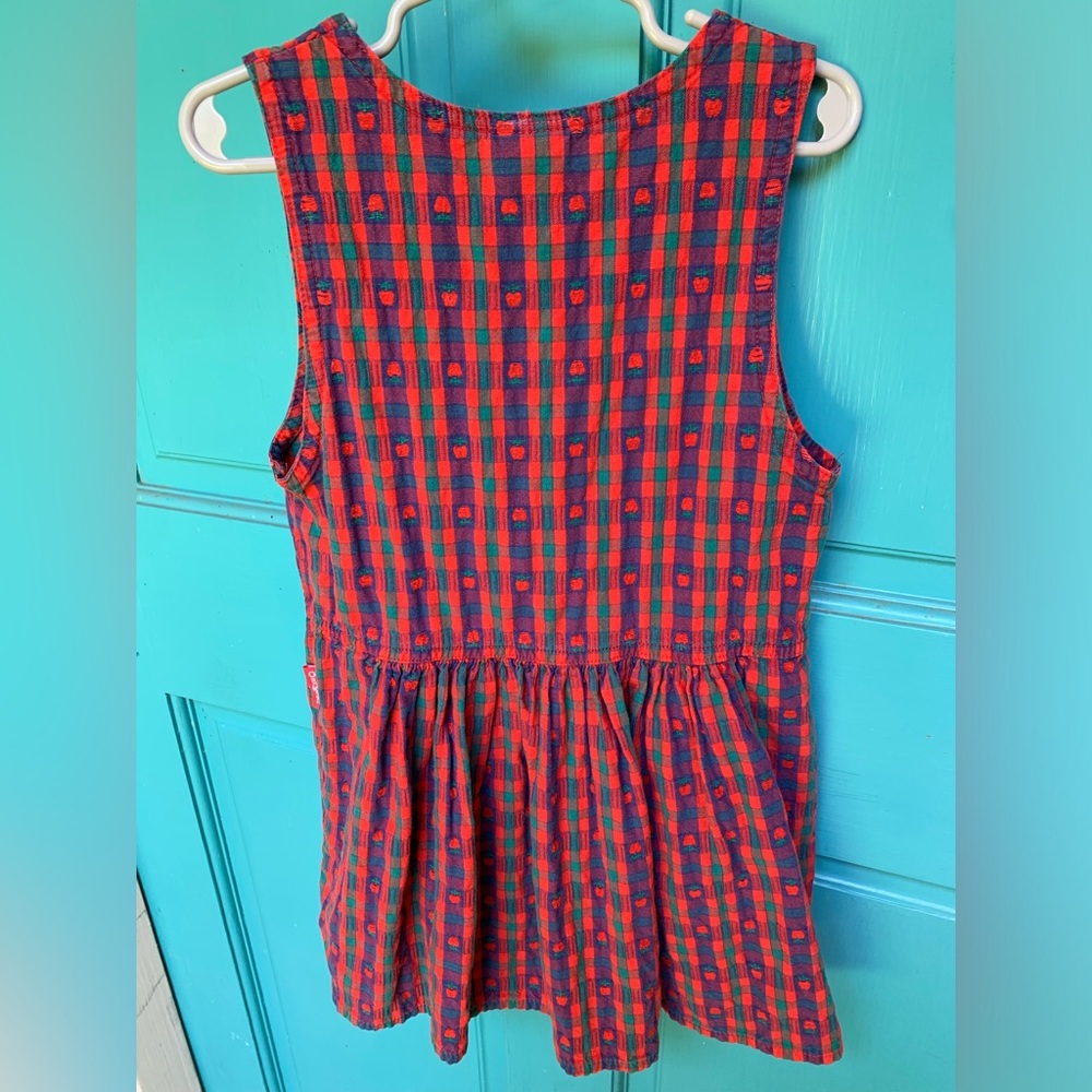 Vintage Osh Kosh The Genuine Article Plaid Apple School Dress Jumper Size 5 - Picture 3 of 12